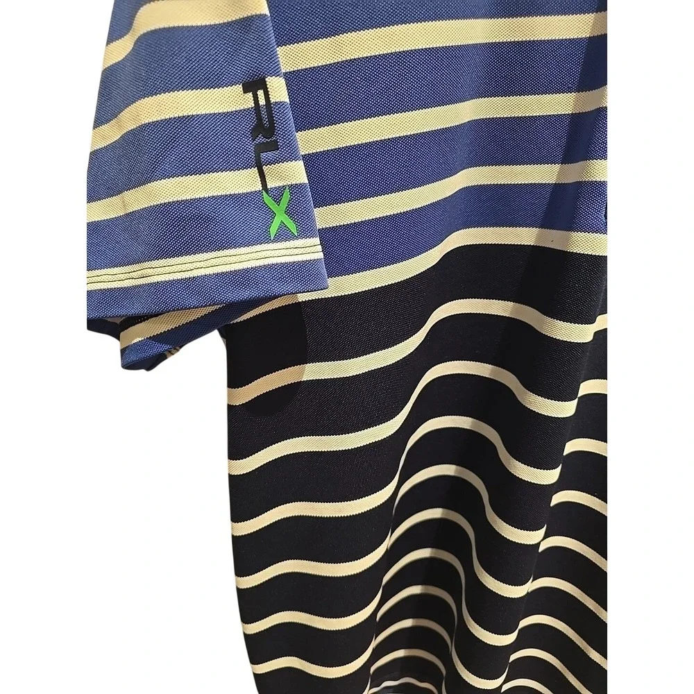 Ralph Lauren RLX 1914‎ Pique Golf Short Sleeve Polo XL Striped Black and Blue